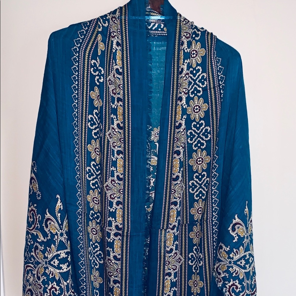 American Eagle Kimono OS Dark Blue Turquoise